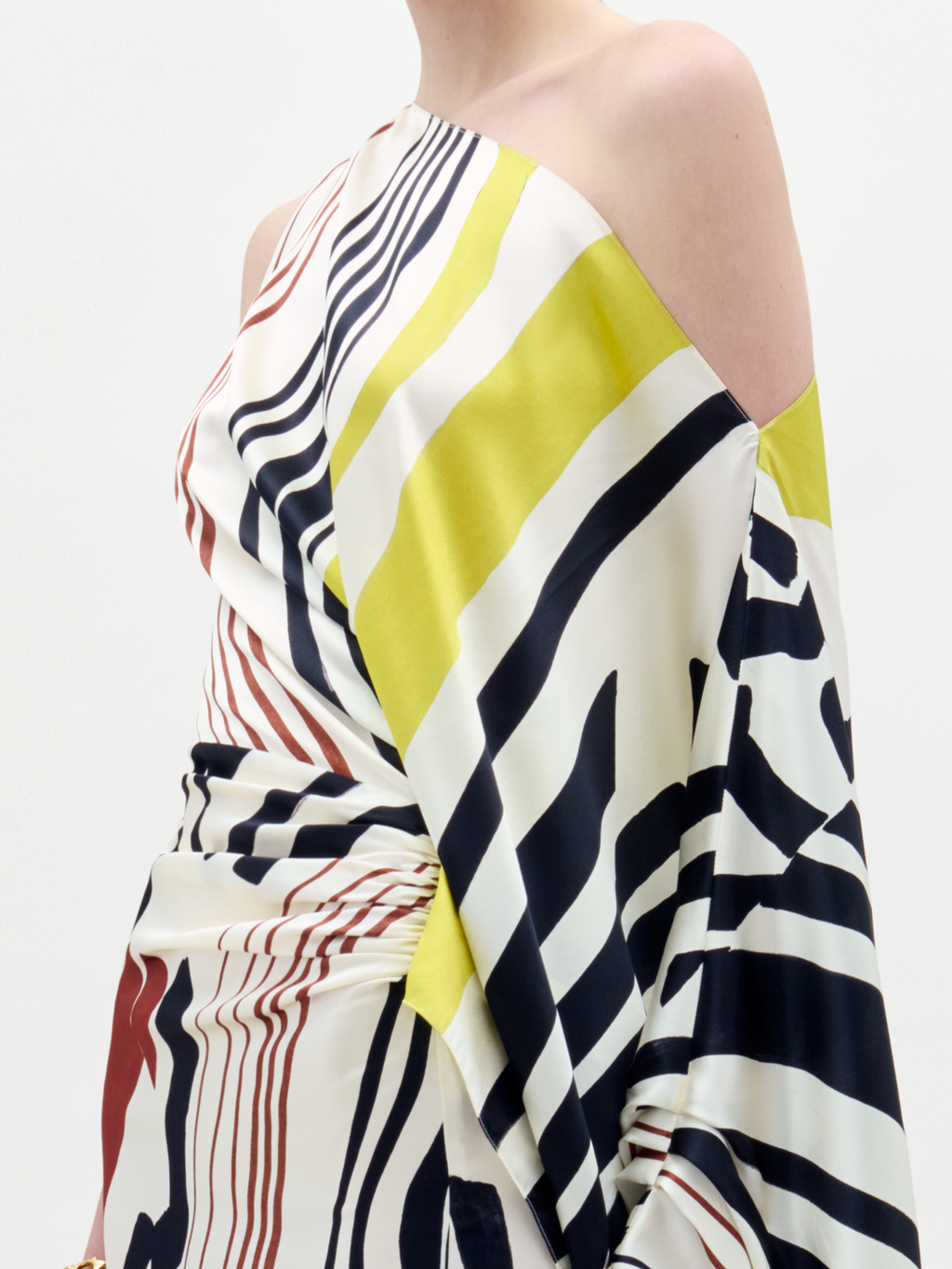 One-shoulder Stripe Floor-length Dress