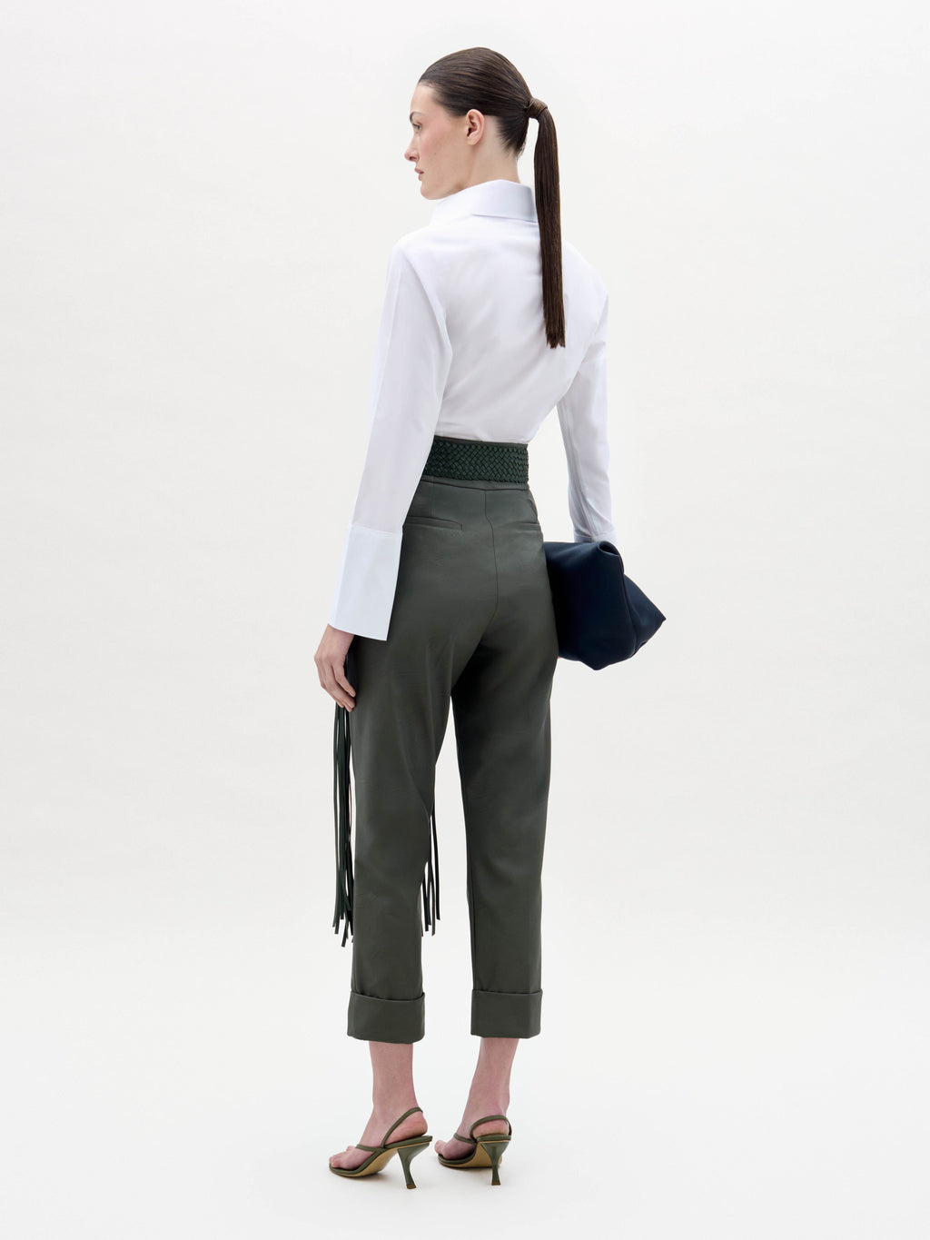 White Long - sleeve V - neck Shirt