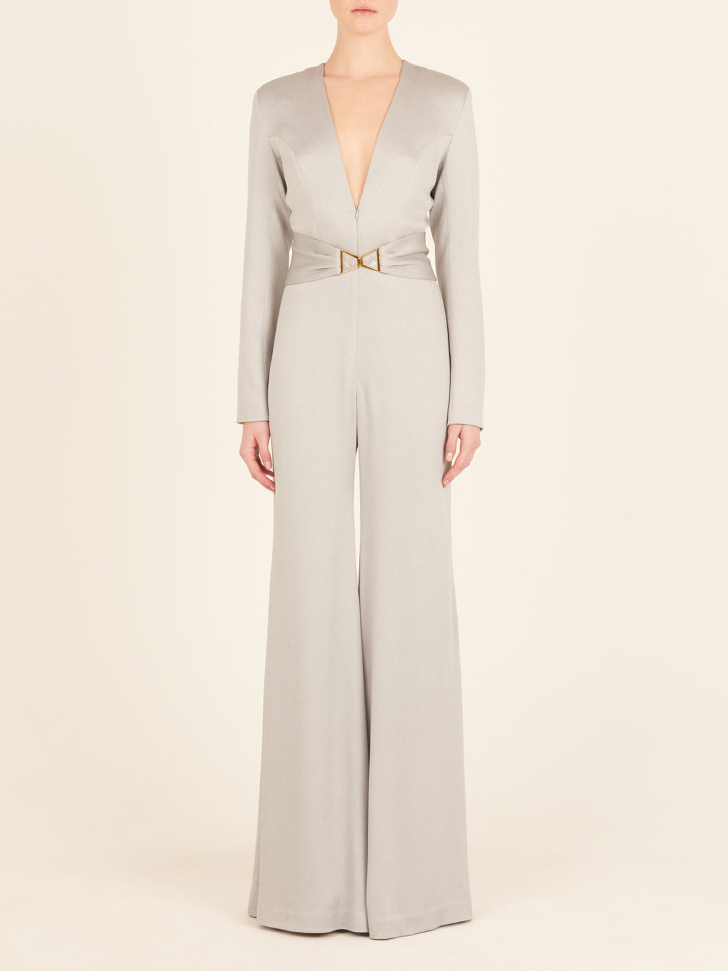 Light Gray V-Neck Jumpsuit