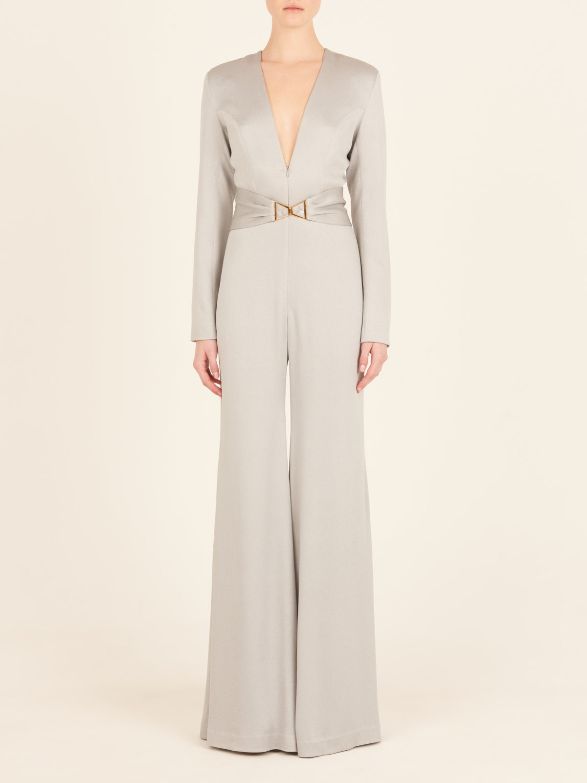 Light Gray V-Neck Jumpsuit
