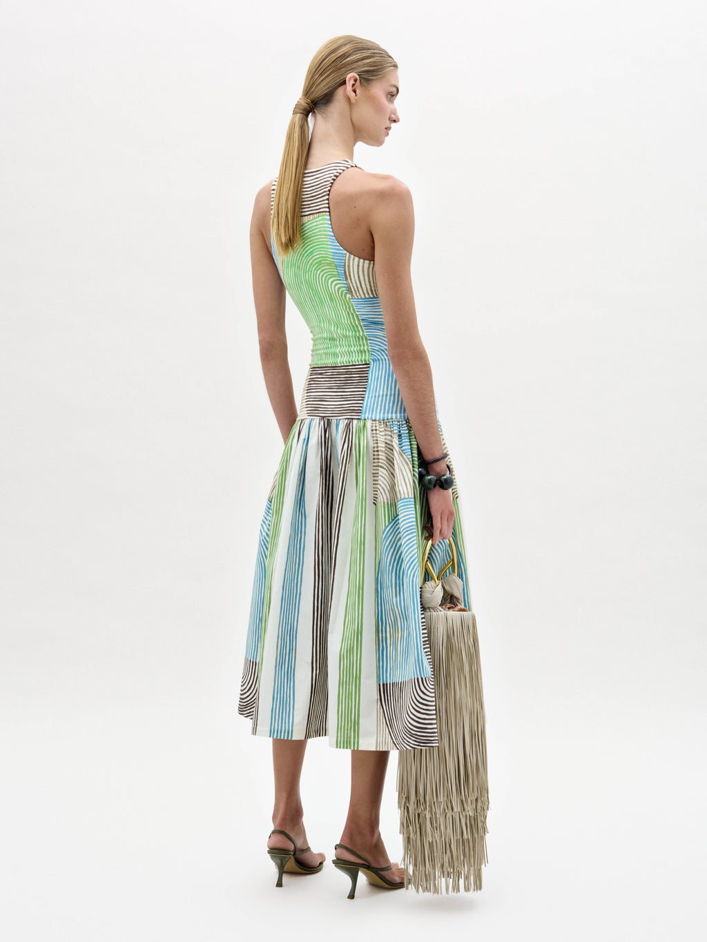 Stripe Patchwork Strap Knee-length Dress