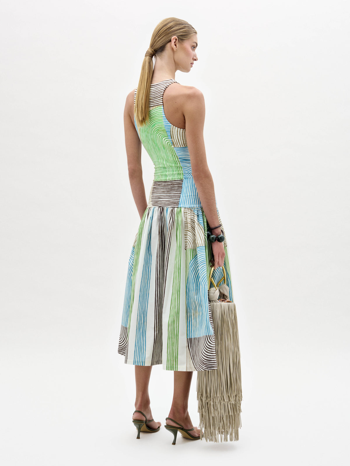 Stripe Patchwork Strap Knee-length Dress