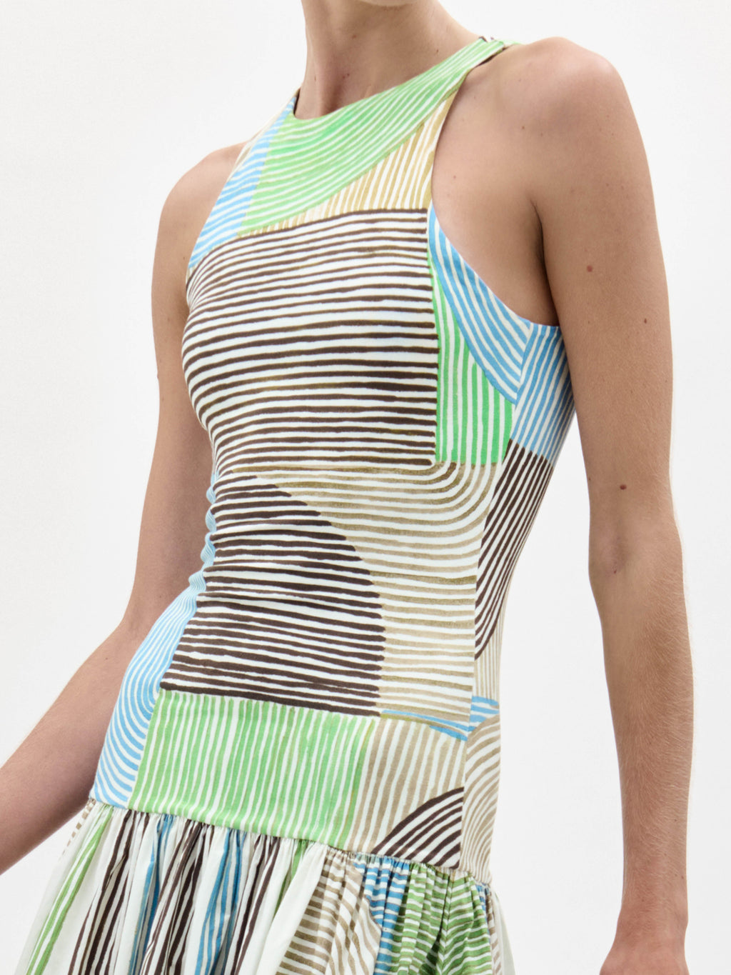 Stripe Patchwork Strap Knee-length Dress