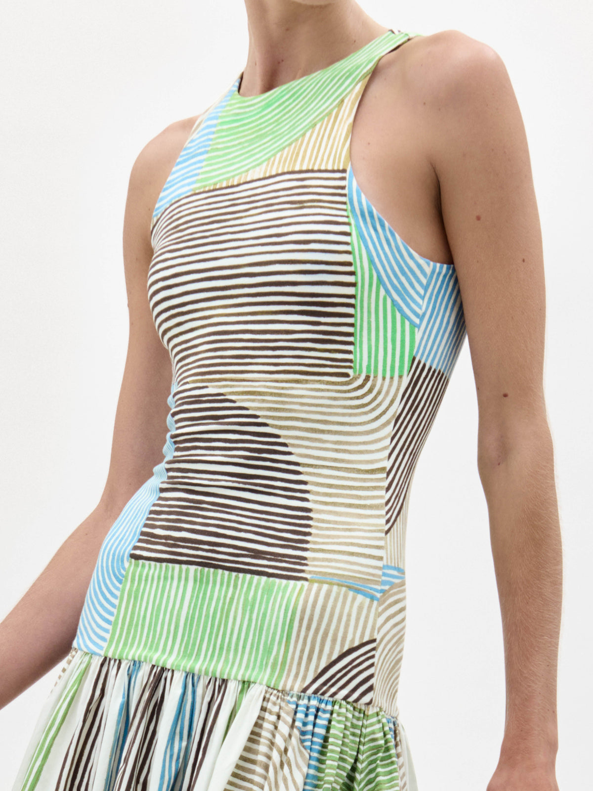 Stripe Patchwork Strap Knee-length Dress