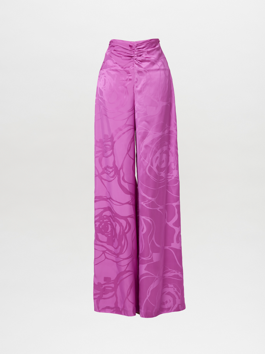 Purple Printed High-Waisted Wide-Leg Trousers