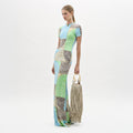 Colorful Geometric Fitted Maxi Dress