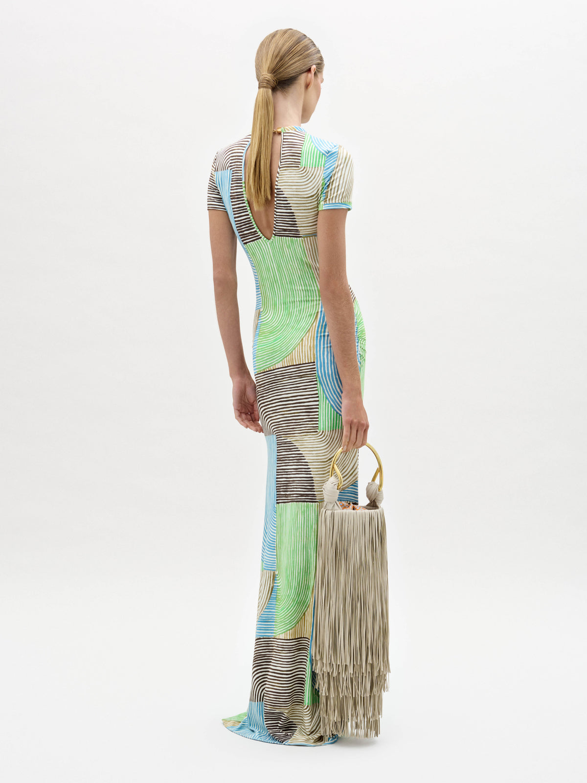 Colorful Geometric Fitted Maxi Dress