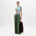 Green High-Waisted Wide-Leg Pants