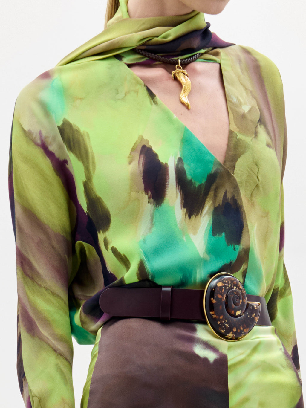 Abstract Pattern Long-sleeve Blouse