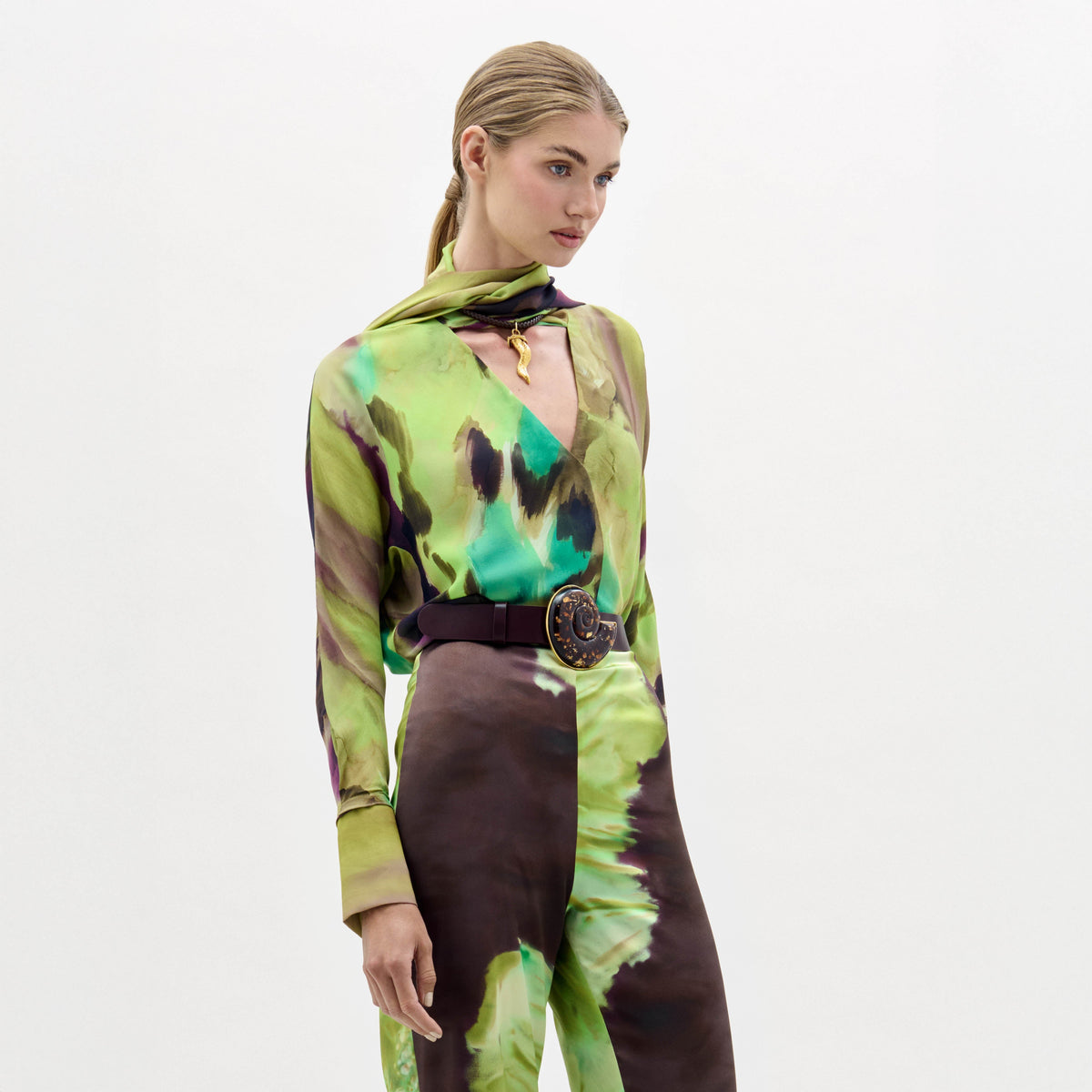 Abstract Pattern Long-sleeve Blouse