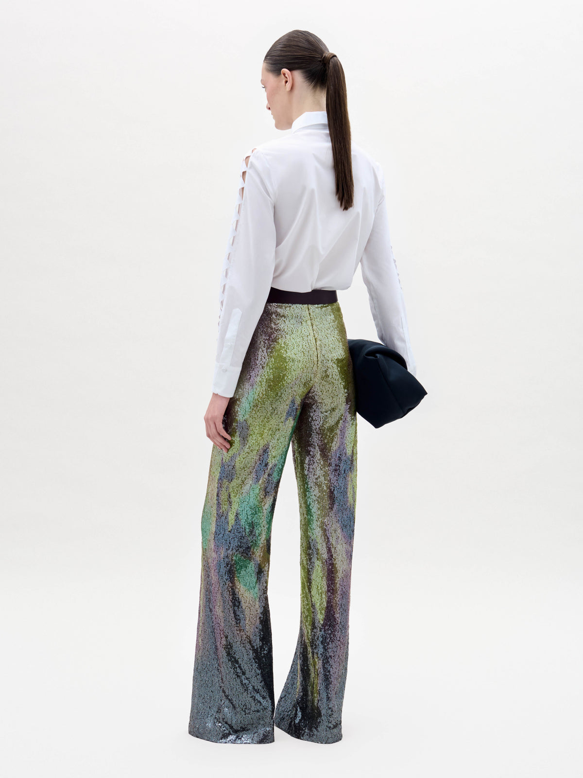 Gradient Sequin High-Waisted Wide-Leg Trousers
