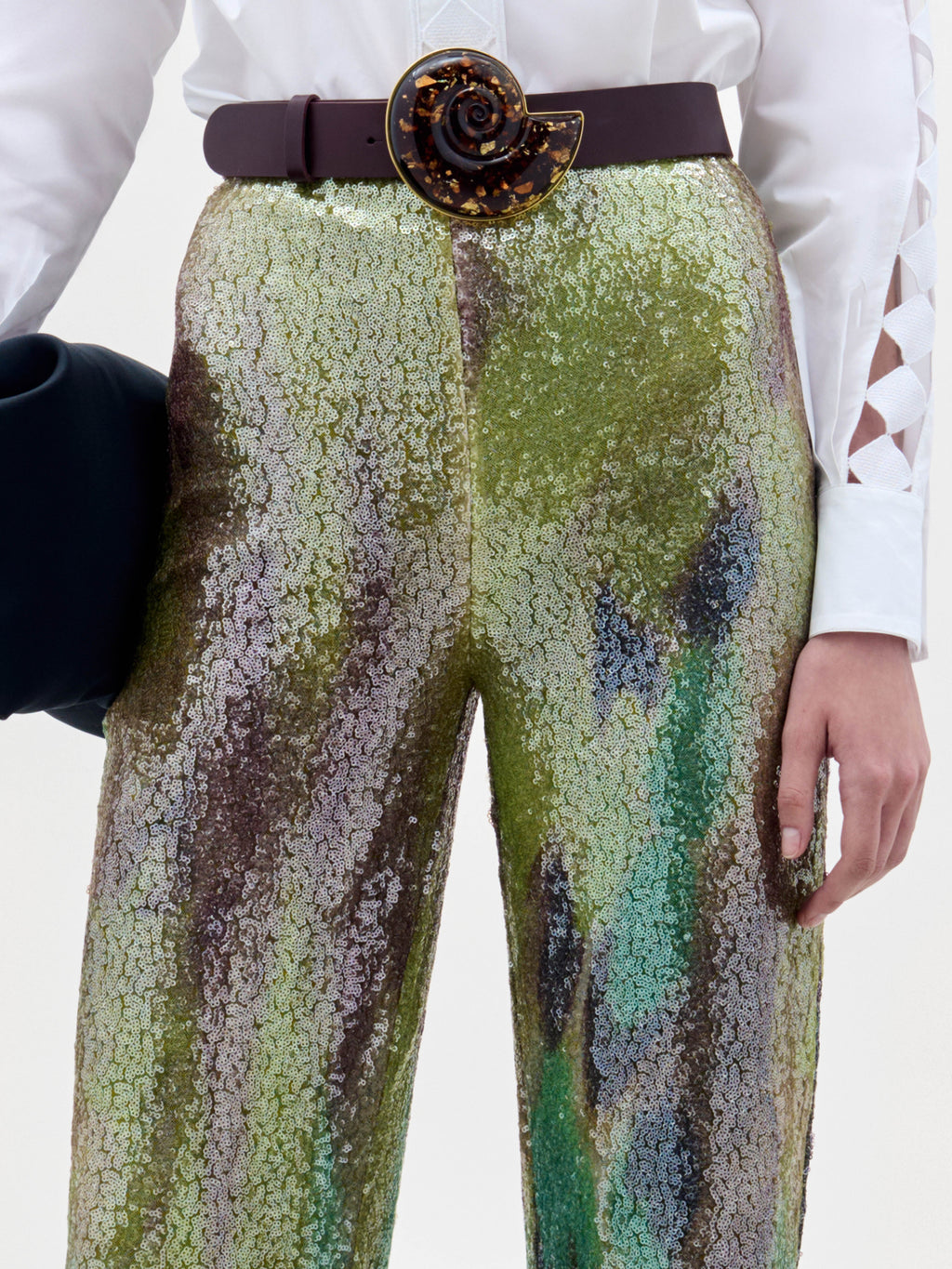 Gradient Sequin High-Waisted Wide-Leg Trousers