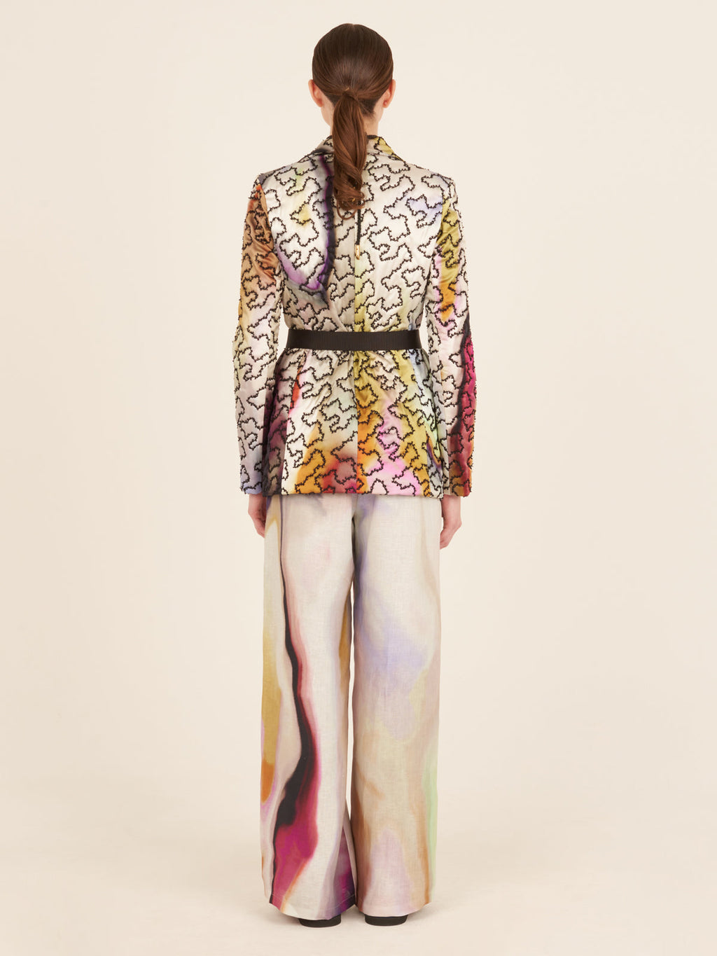 Contrast Print Long-sleeve Blazer