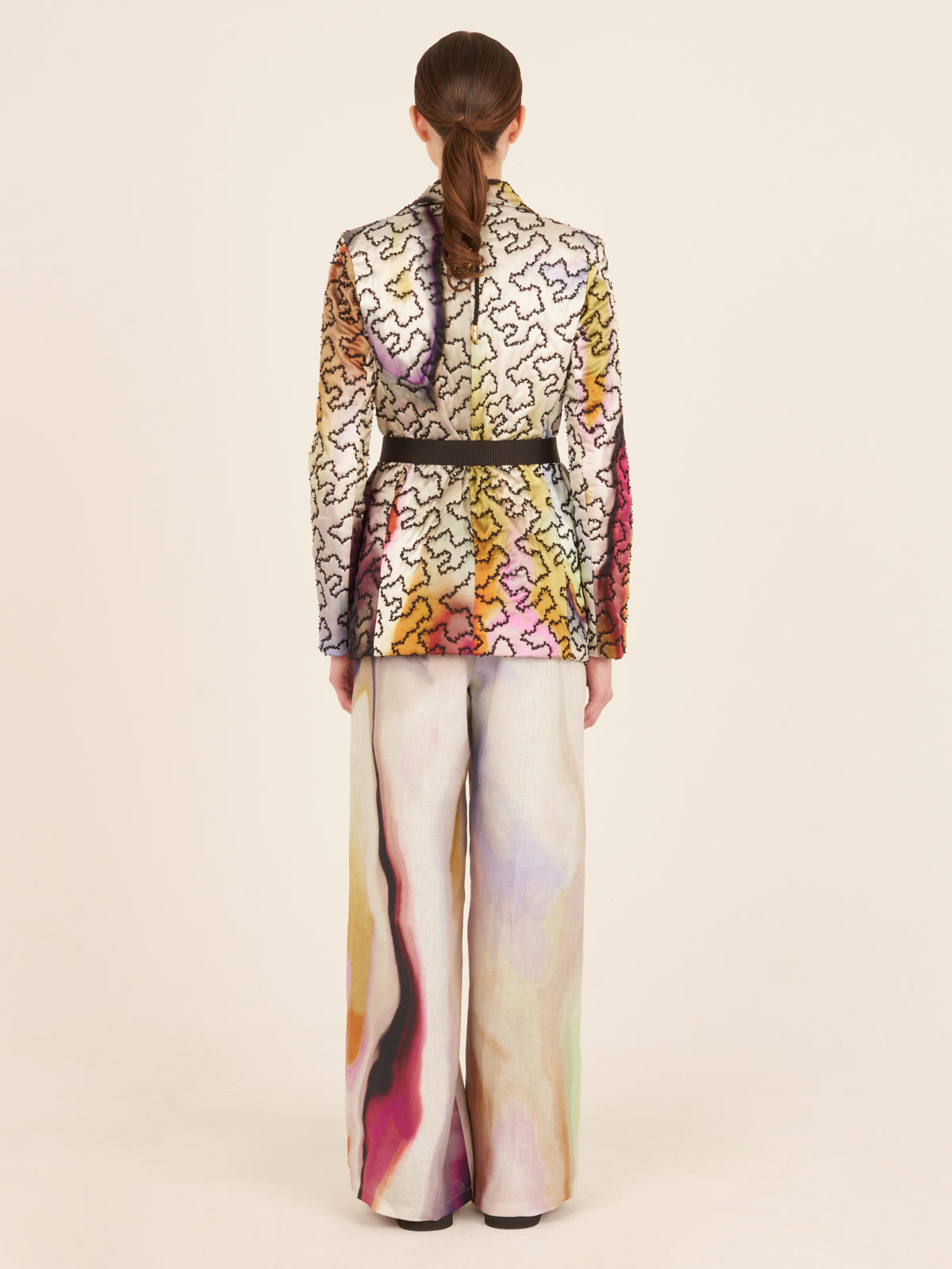 Contrast Print Long-sleeve Blazer