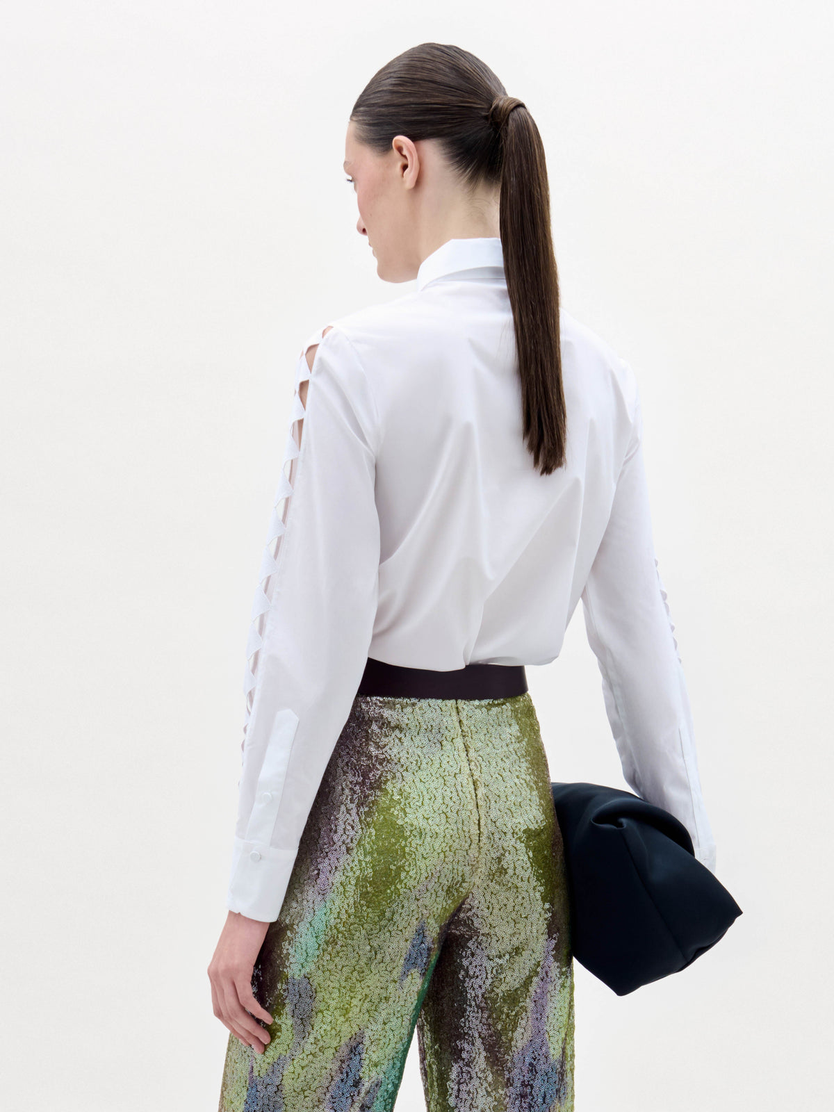 White Geometric Hollow Shirt