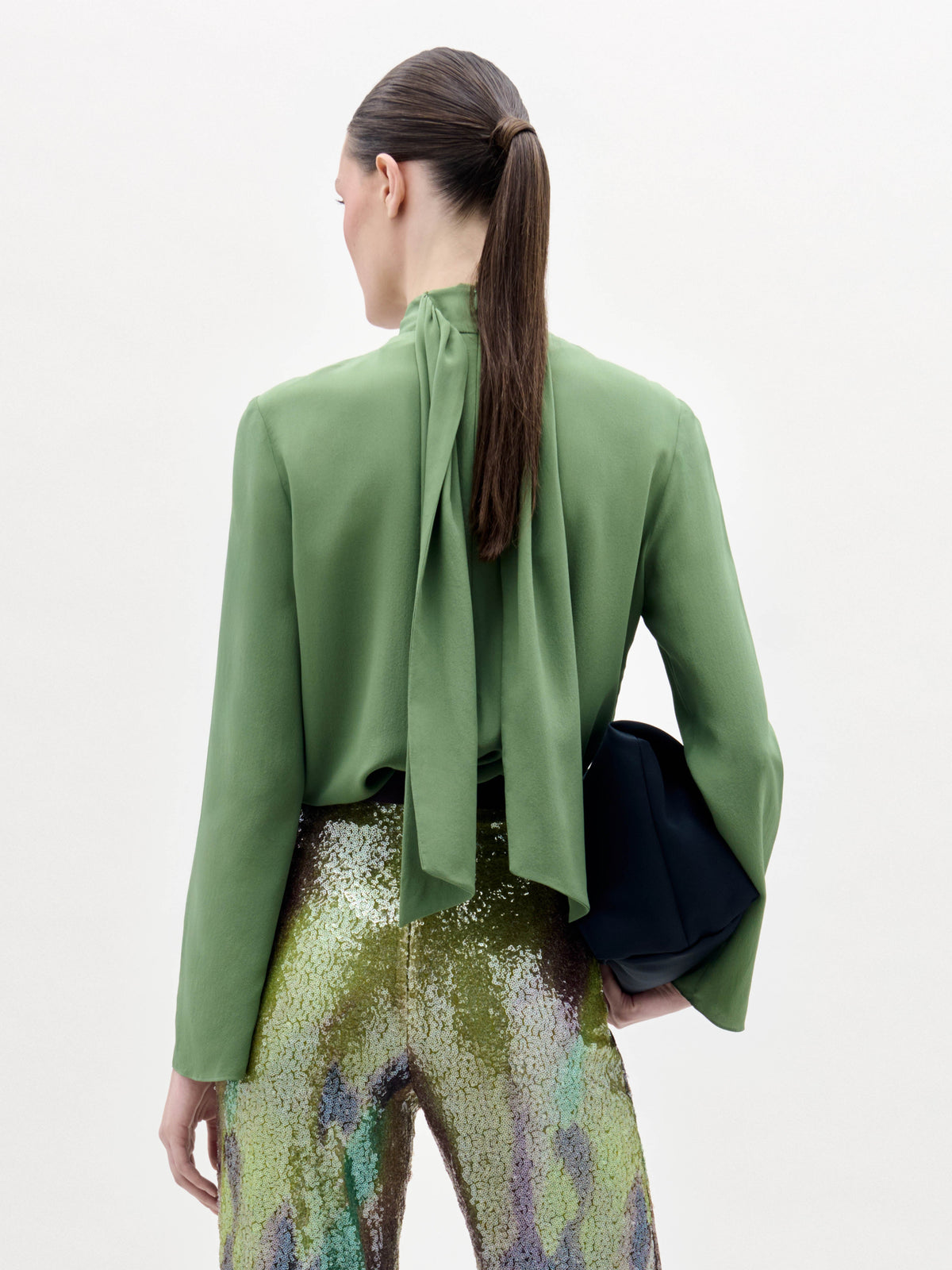 Green V-Neck Long-Sleeve Top