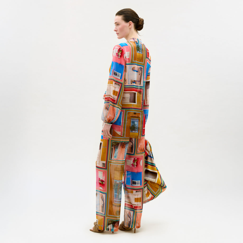 Colorful Print Wide-Leg Jumpsuit
