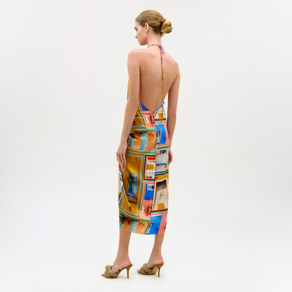 Irregular Halter Print Dress