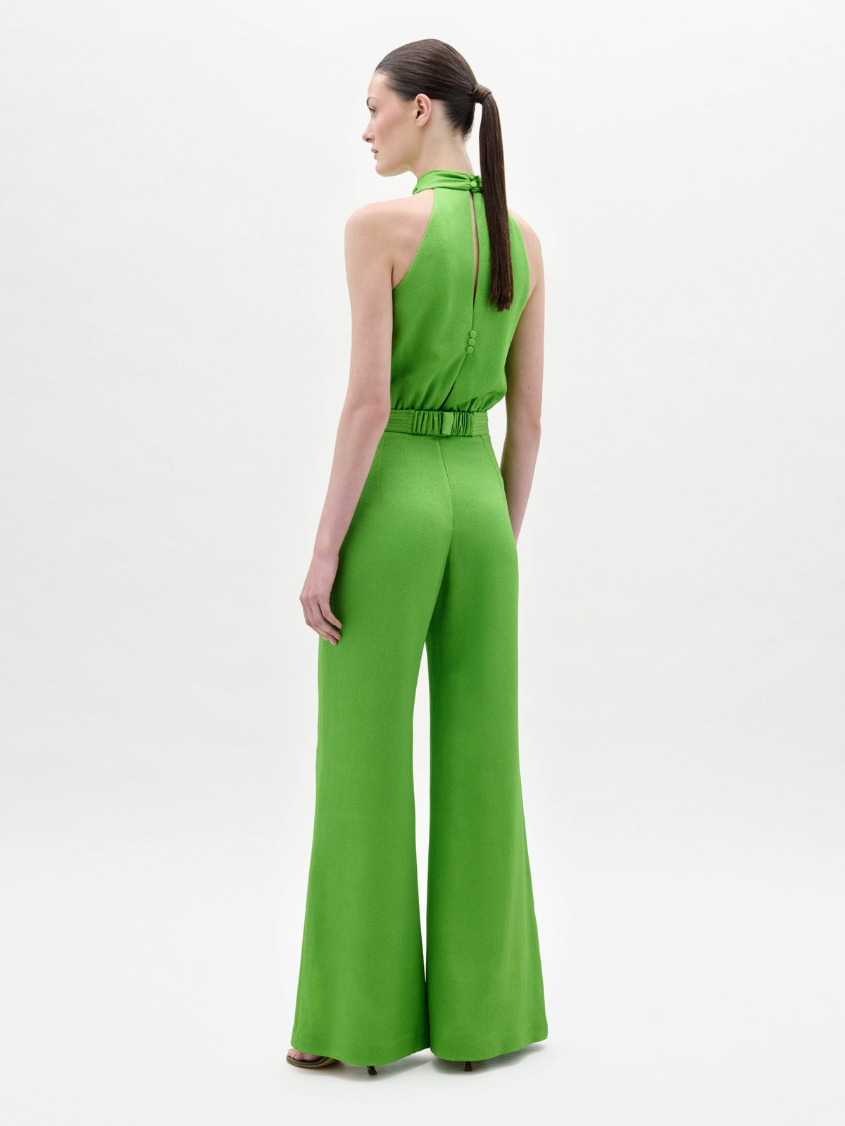 Green Sleeveless Wide-Leg Jumpsuit