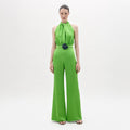 Green Sleeveless Wide-Leg Jumpsuit