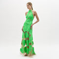 Green Floral Cutout Maxi Gown