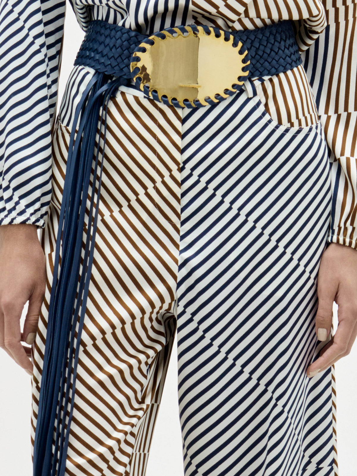 Color-Block Stripe High-Waisted Jumpsuit