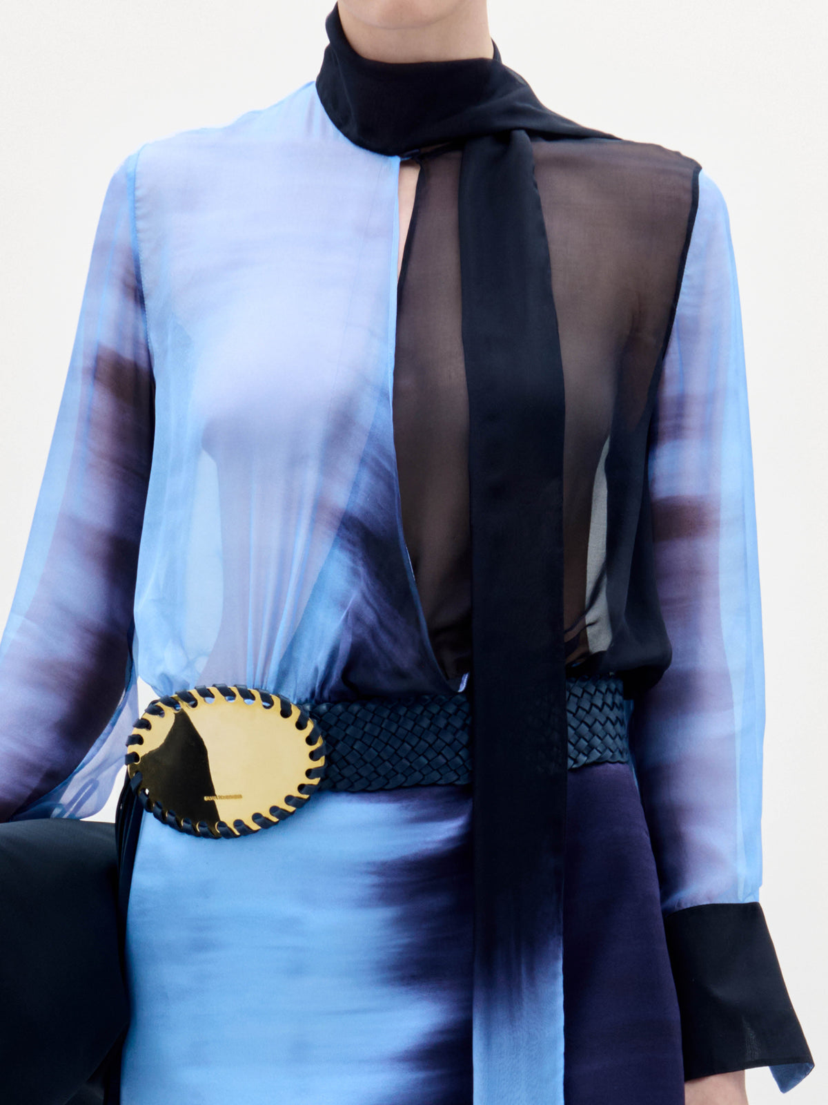 Blue-purple Gradient High-neck Panel Dress