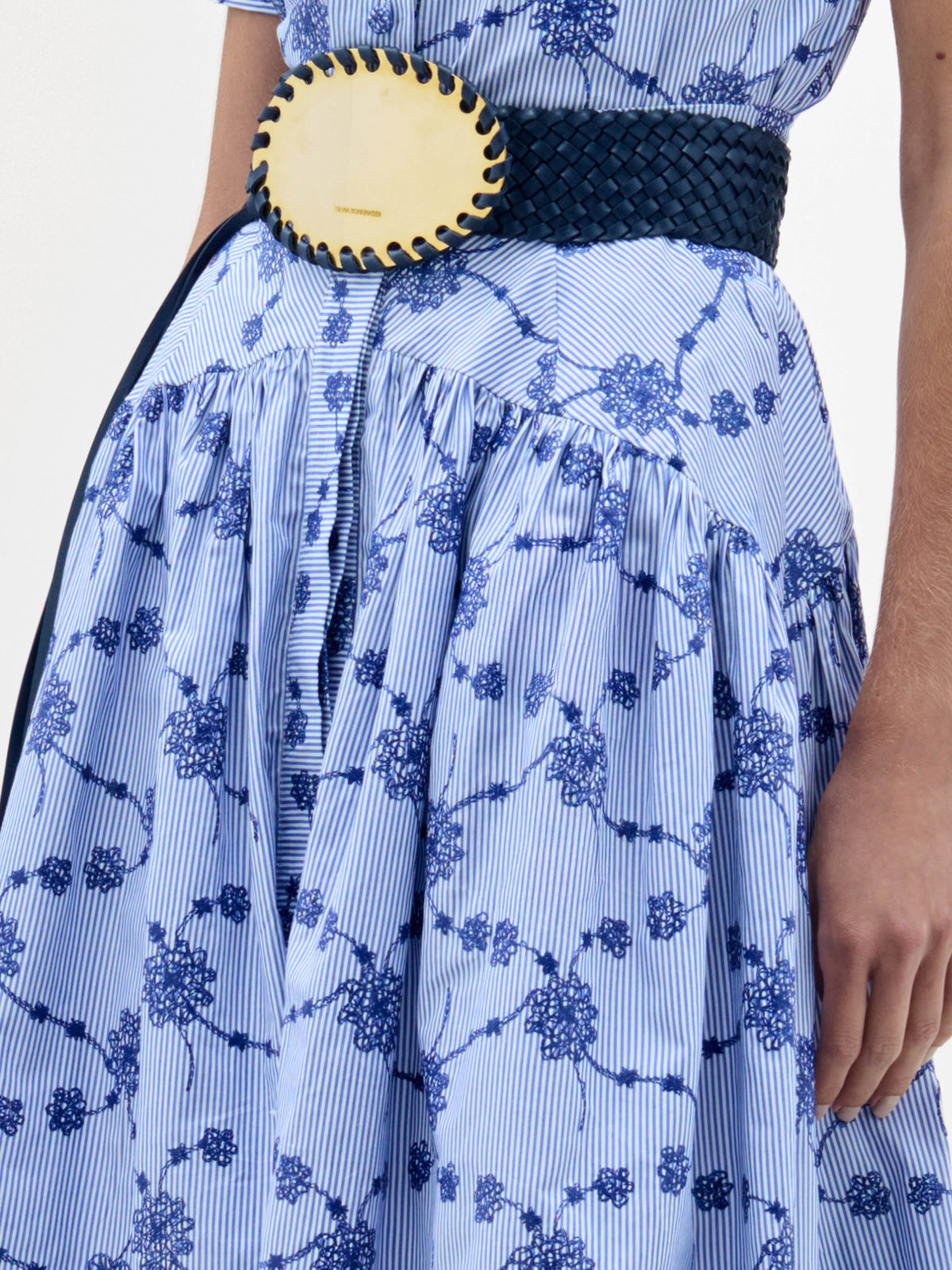 Blue Printed Shirt Fitted Waist Dress