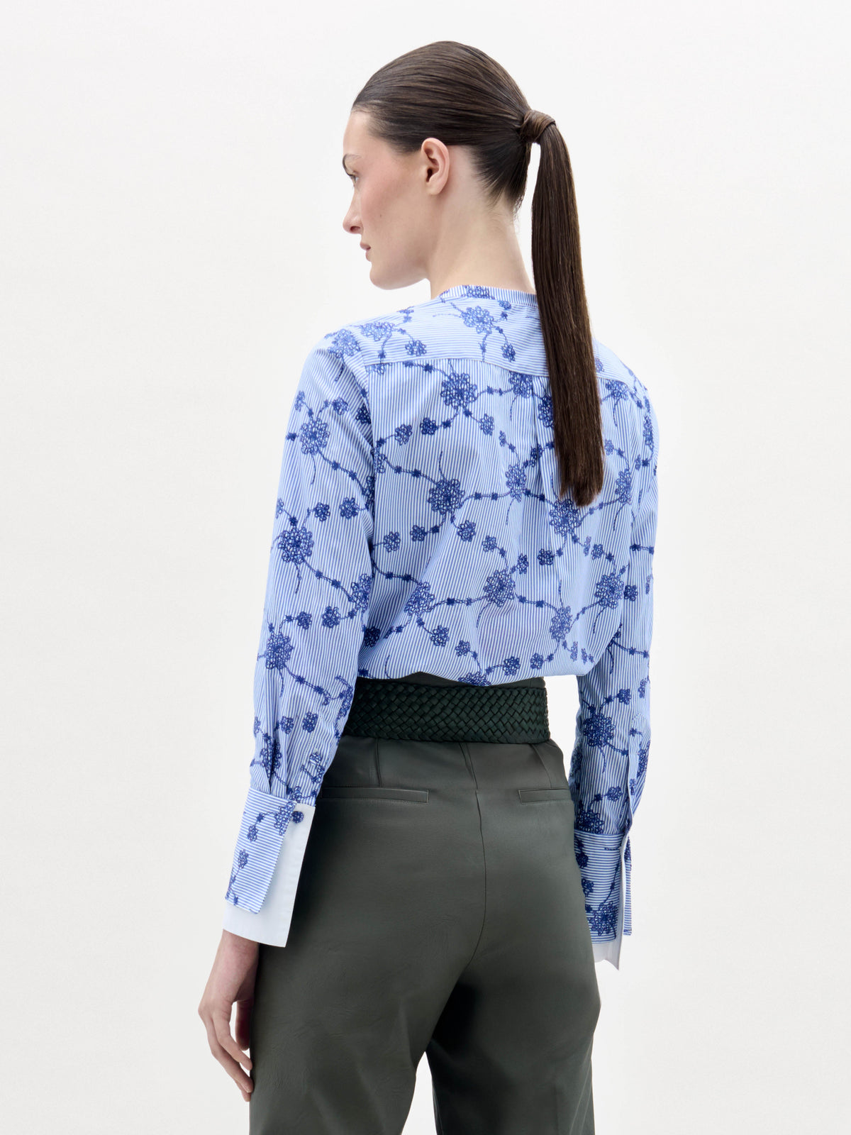 Blue Floral Stripe Long-sleeve Shirt