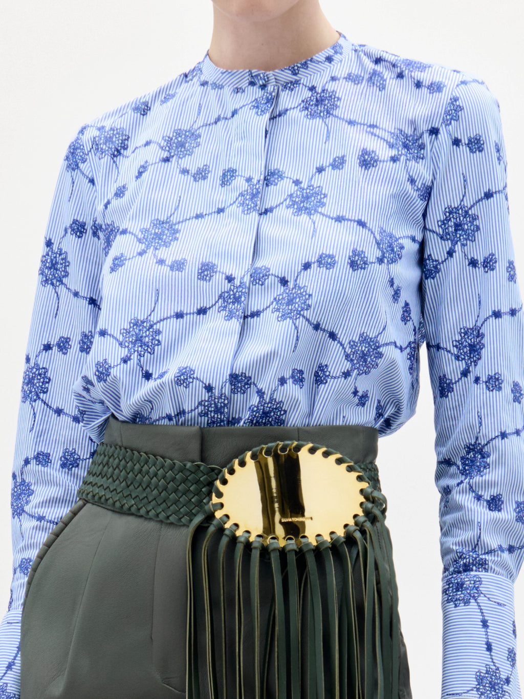 Blue Floral Stripe Long-sleeve Shirt