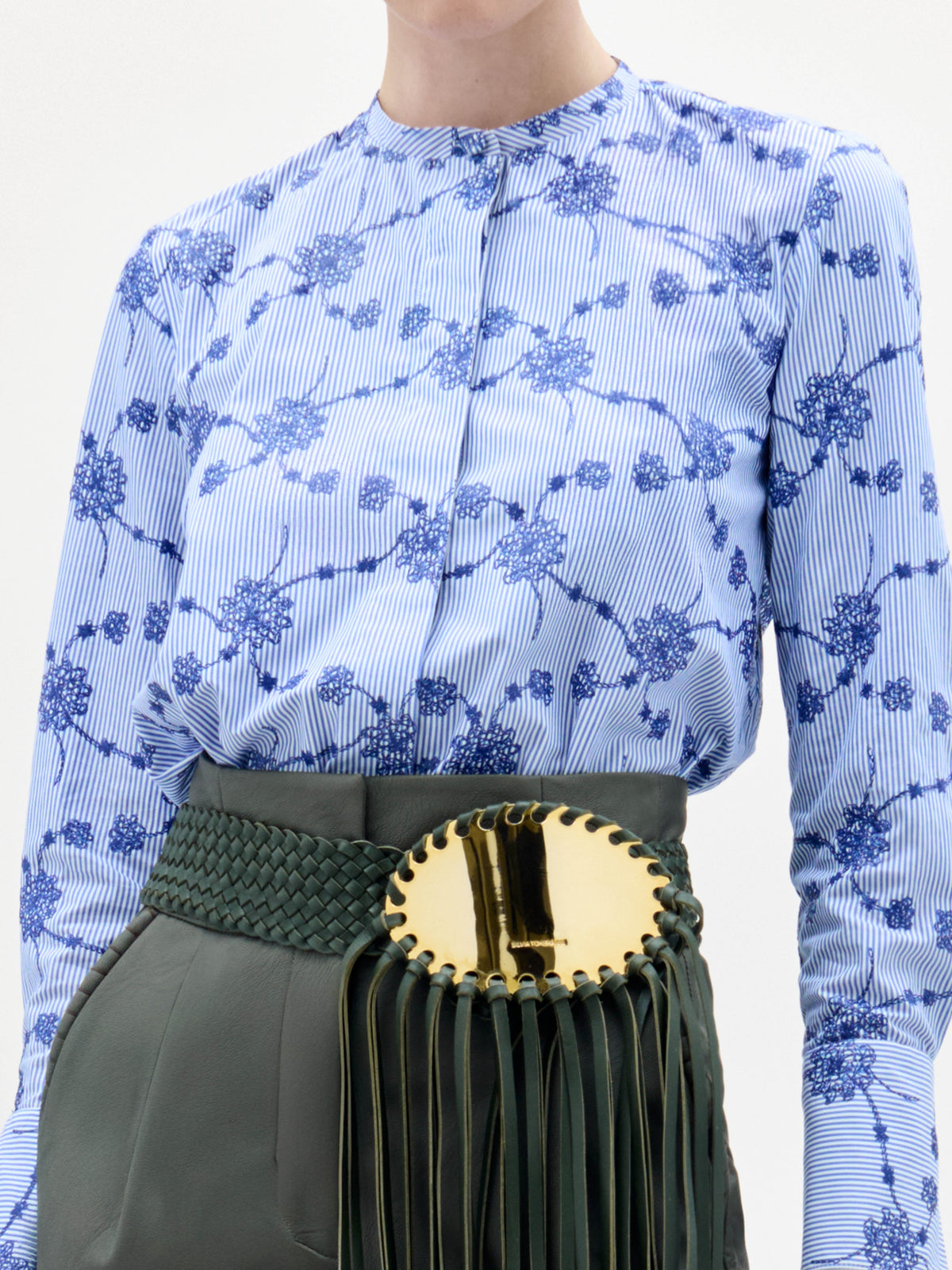 Blue Floral Stripe Long-sleeve Shirt