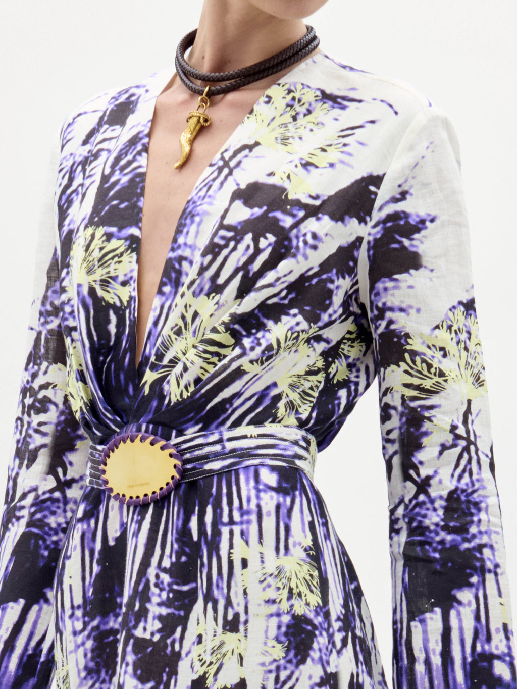 Printed Long-sleeve Maxi Gown