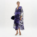 Purple Abstract Print Long Dress