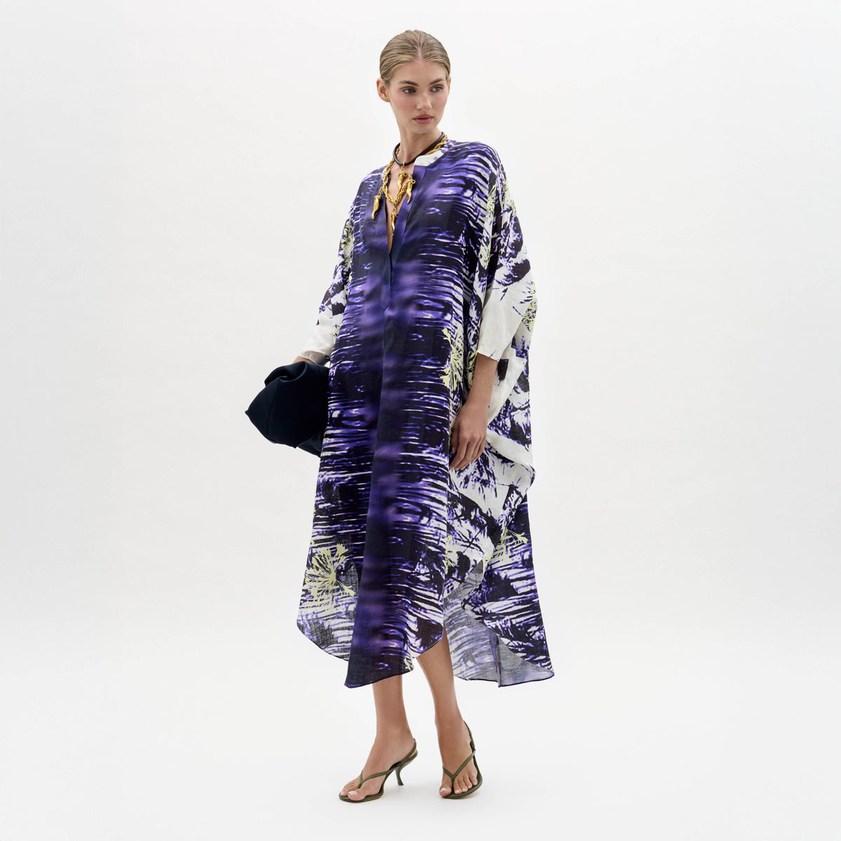 Purple Abstract Print Long Dress