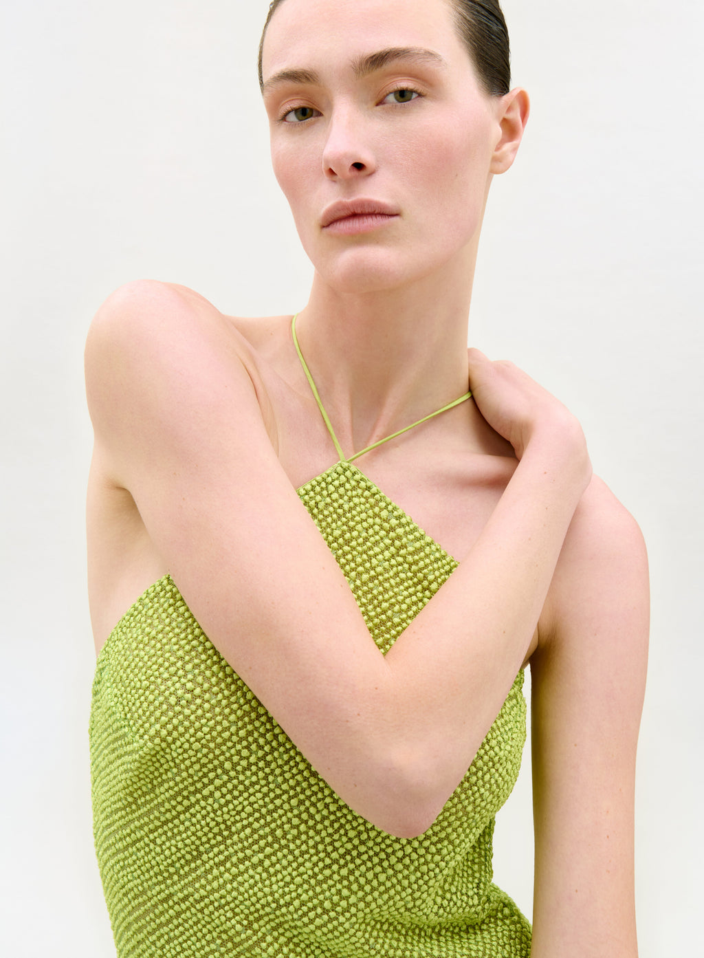 Green Halter Floor-Length Gown
