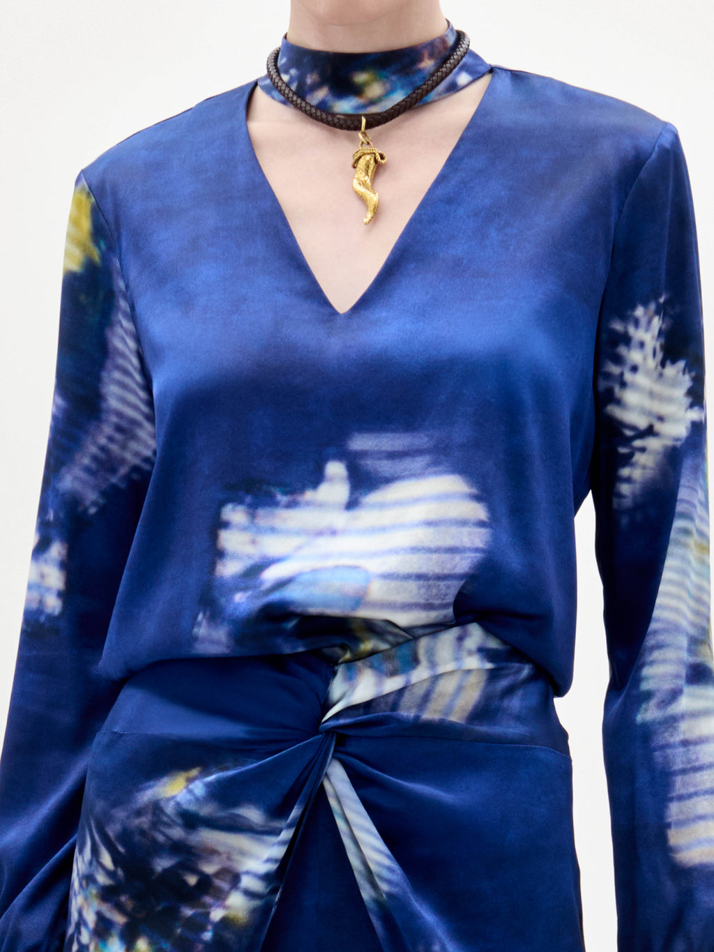 Tie-Dye V-Neck Long-Sleeve Top