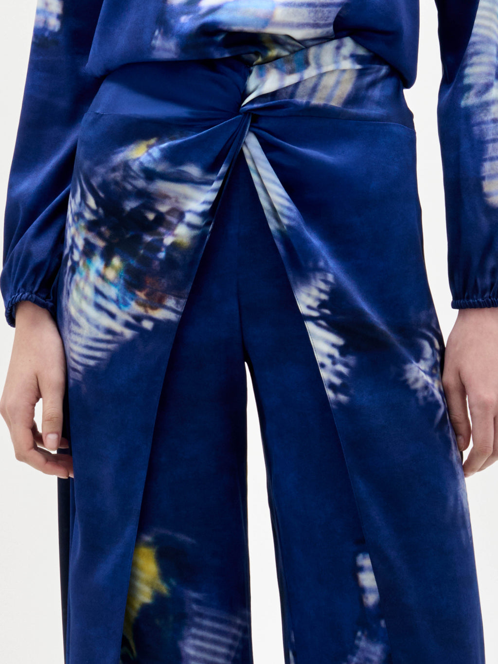 Blue Floral Wide-leg Two-piece