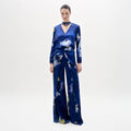 Blue Floral Wide-leg Two-piece