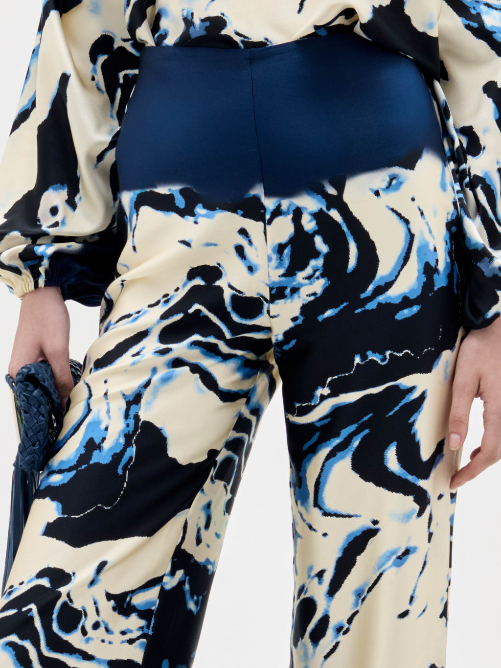 Abstract Print Drapey Wide-Leg Trousers