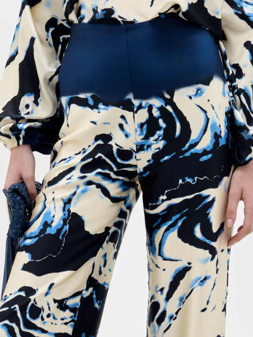 Abstract Print Drapey Wide-Leg Trousers