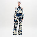Abstract Print Drapey Wide-Leg Trousers