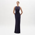 Navy Knot Sleeveless Long Dress