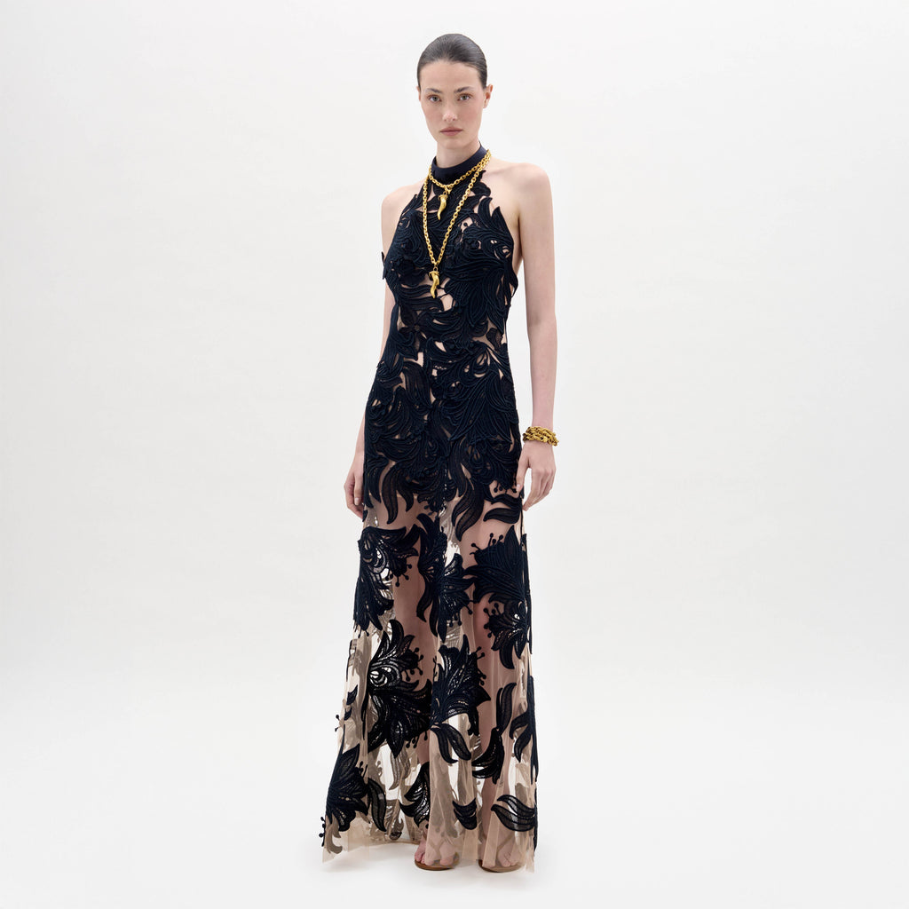 Black Lace Floor-length Gown