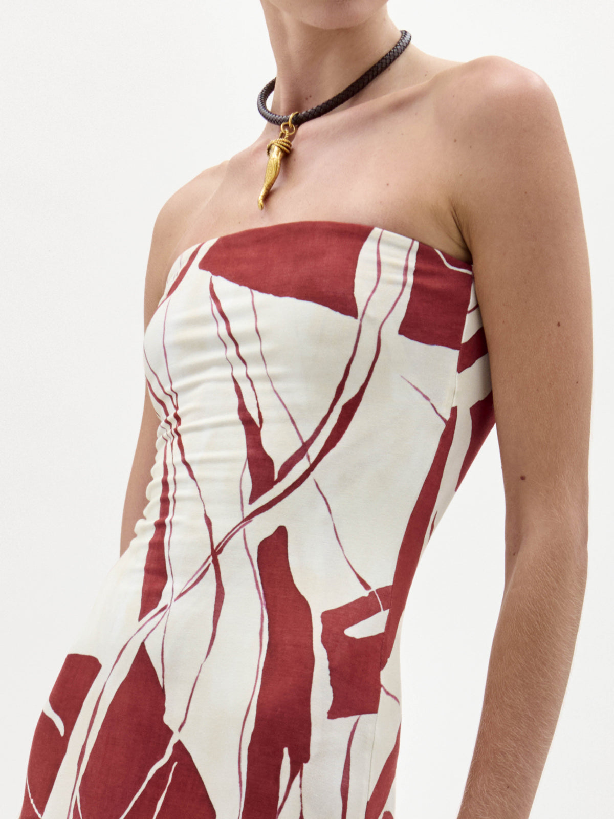 Strapless Abstract Print Maxi Gown