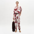 Drawstring Print Wide-Leg Pants