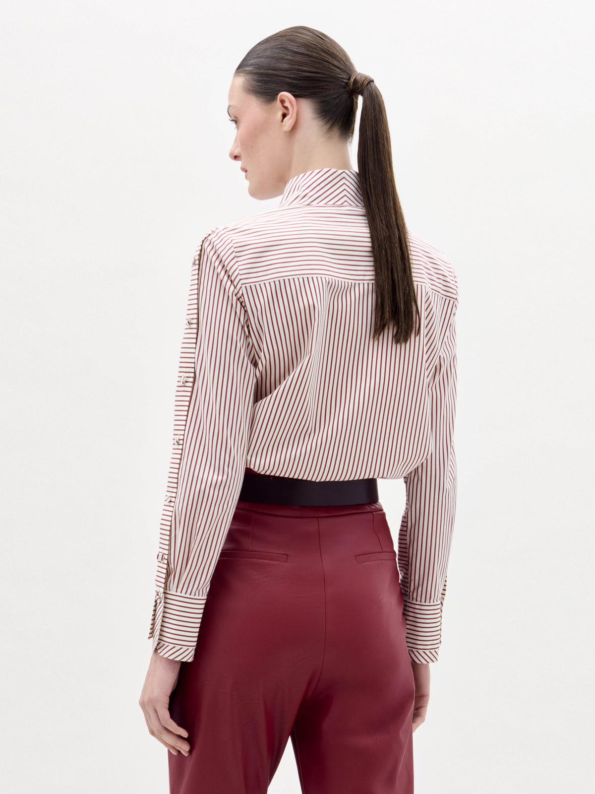 Embroidered Flower Striped Blouse