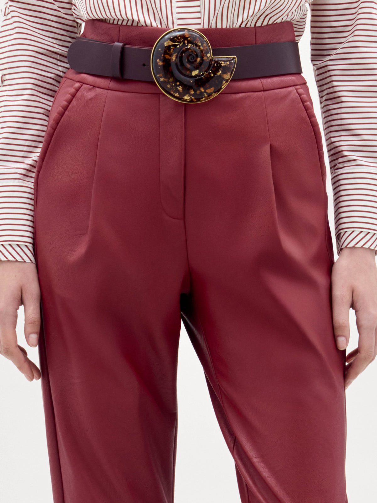 Flower Decor Stripe Shirt Wide-Leg Pants Set