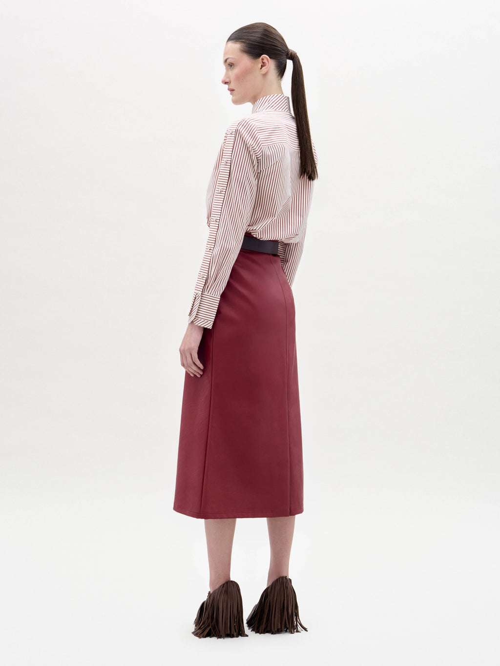 Burgundy High-Waist Skirt