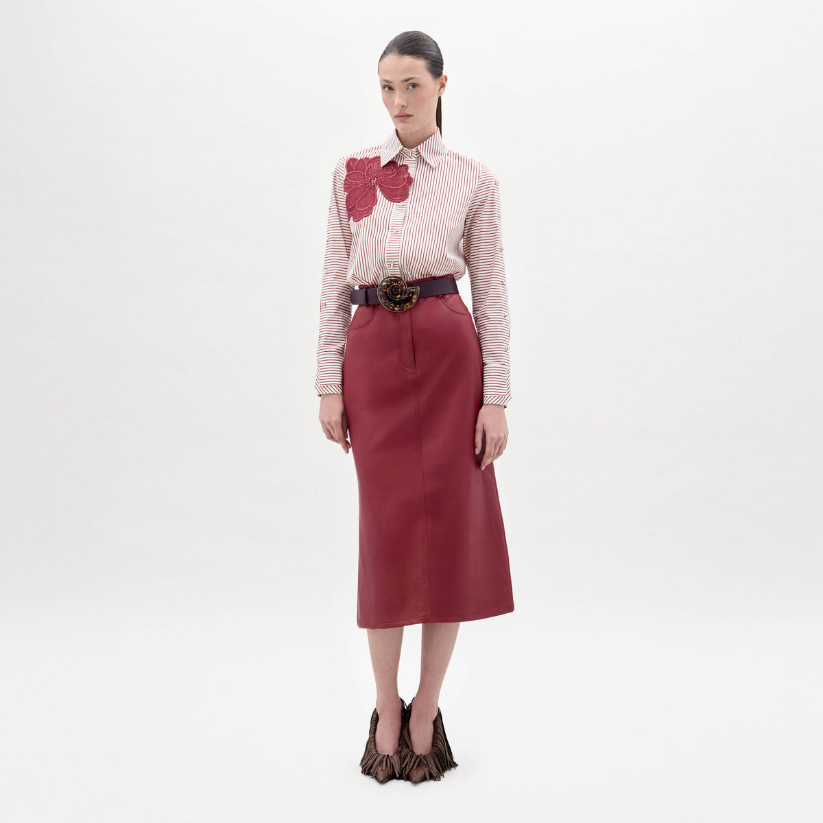 Burgundy High-Waist Skirt