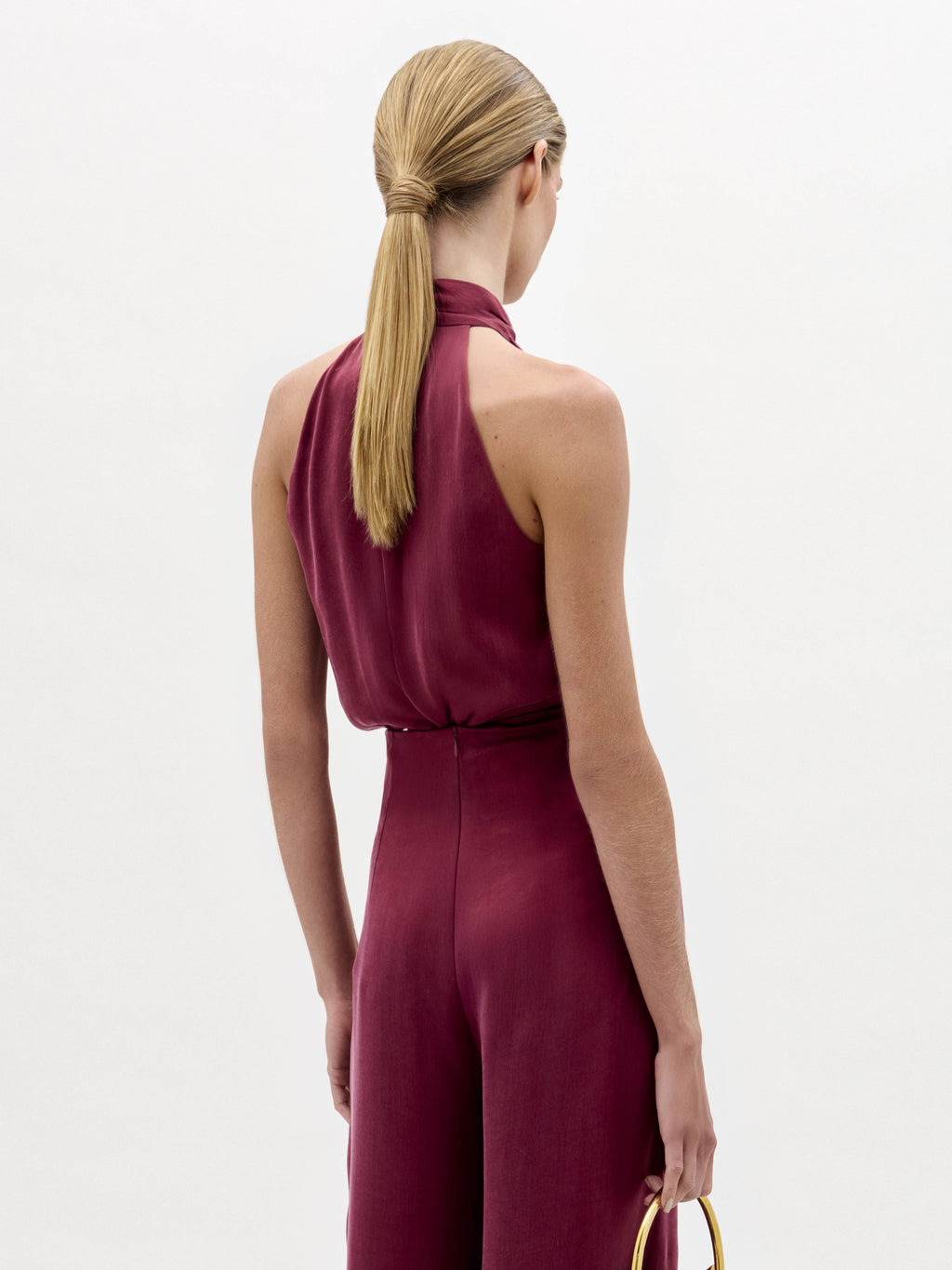 Burgundy Drape Halterneck Cami Blouse